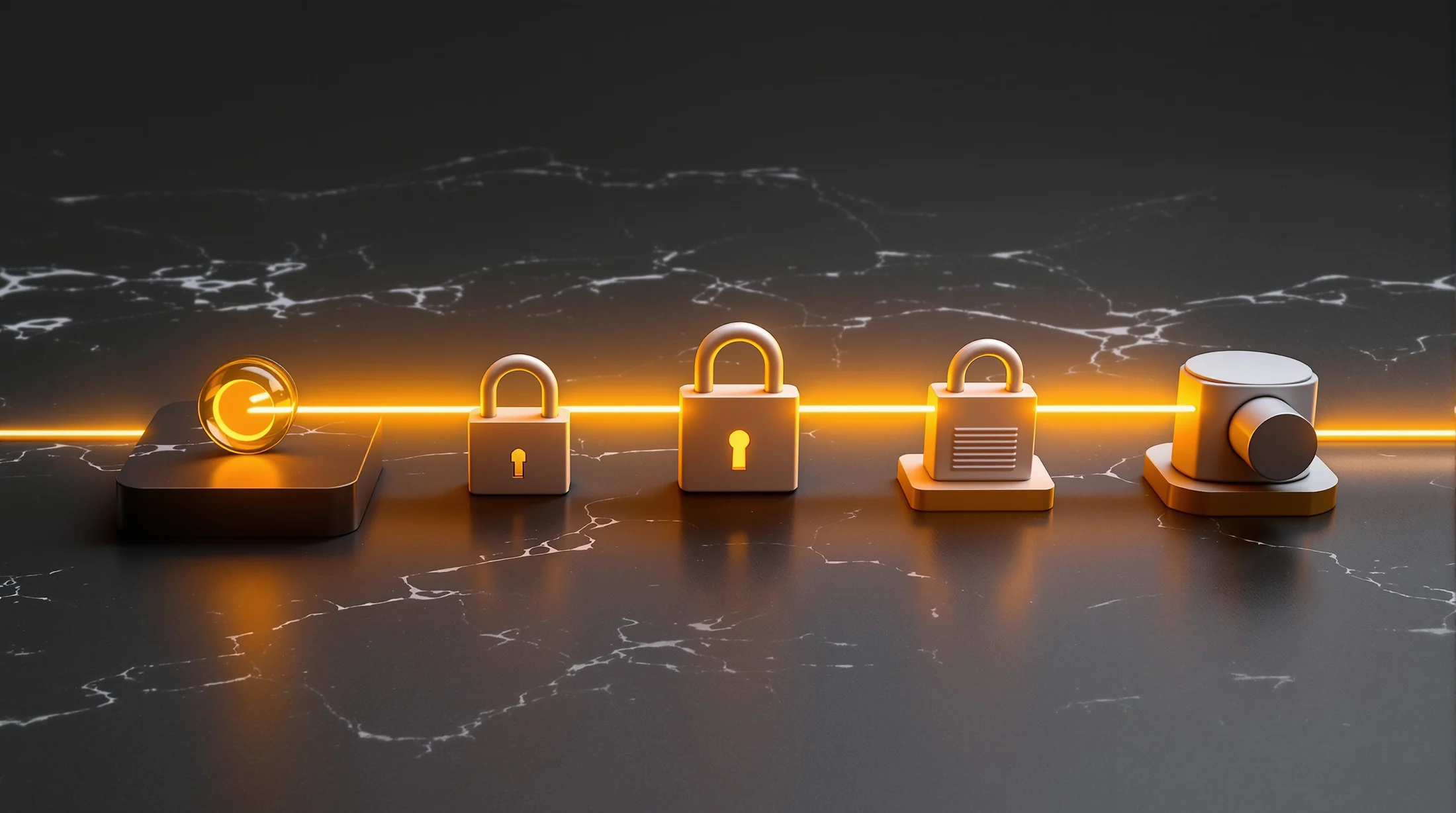 Abstract secure OAuth connection flowing through protected checkpoints toward an MCP endpoint