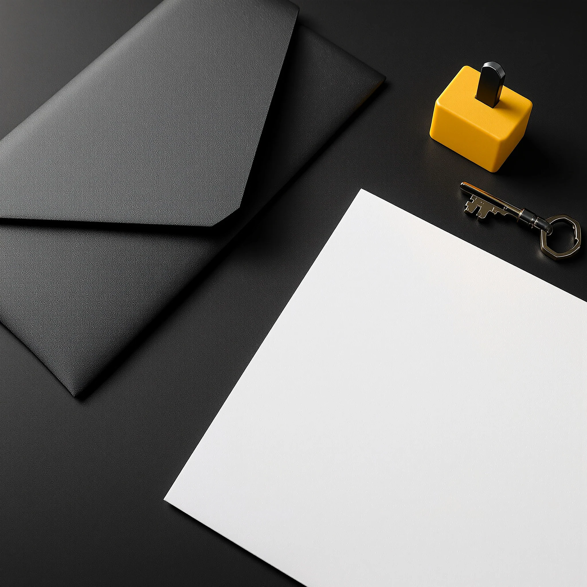 A security dispatch assembled from an envelope, audit notes, and a yellow notification marker